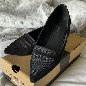 Le Chateau Black Quilted Flats with Pointed Toe